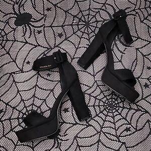 IDIFI Black Chunky Heeled Suede Sandals Women's Size 9